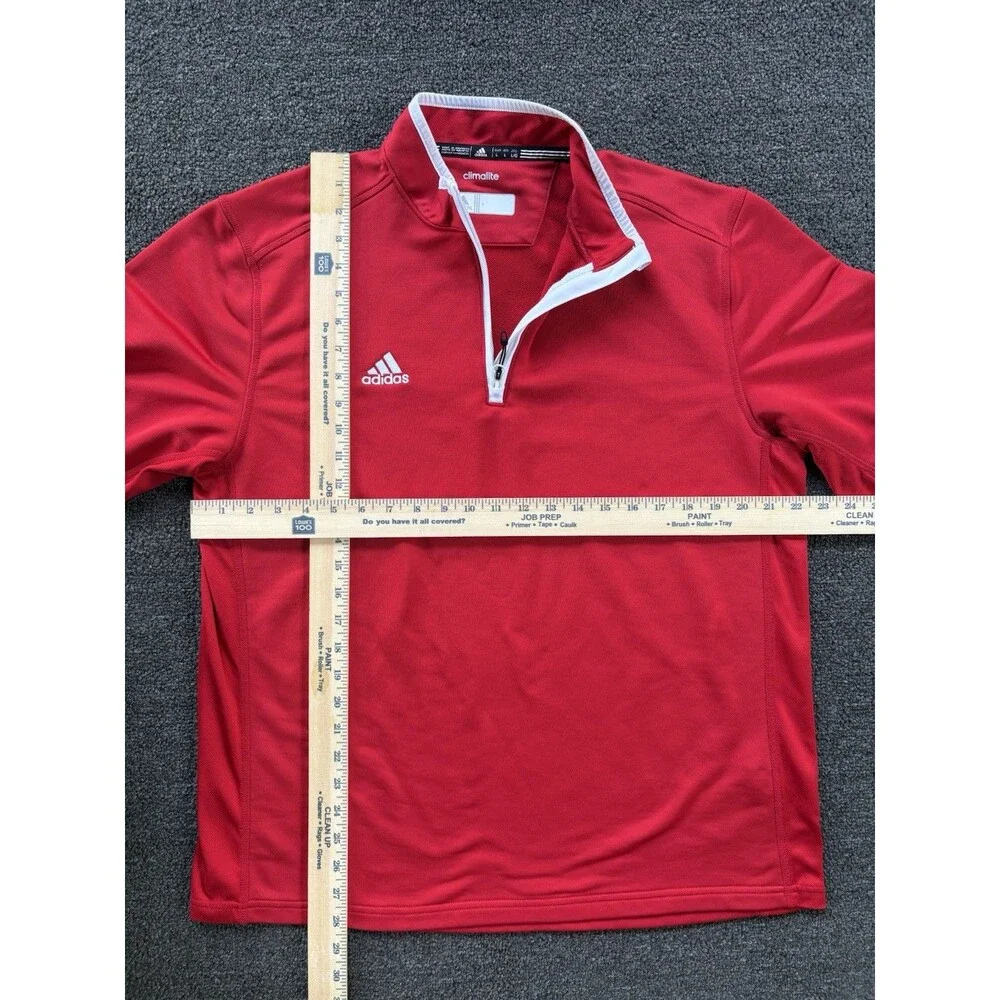 Adidas‎ Climalite Red 1/4 Zip Short Sleeve Training Top Size Large